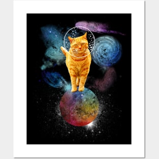 Space Ginger Cat Astronaut Posters and Art